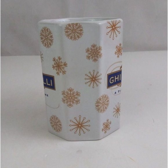 Houston Foods Ghirardelli Chocolate With Golden Snowflakes Design 4" Coffee Cup - Picture 2 of 7